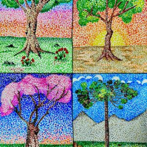 ÁRVORES PARA COLORIR EM PONTILHISMO